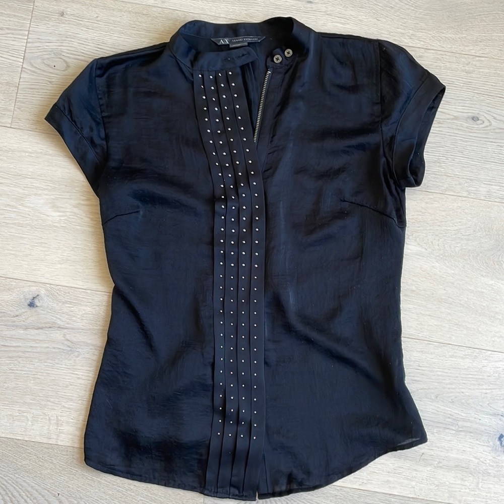 Armani black silk blouse, Small